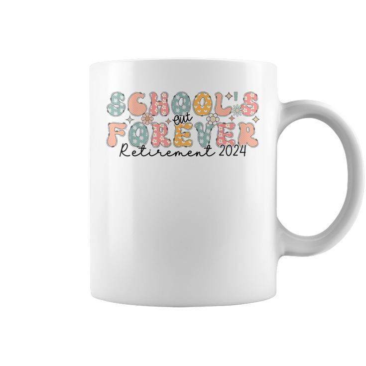 Groovy School's Out Forever Retirement 2024 Retired Teacher Coffee Mug