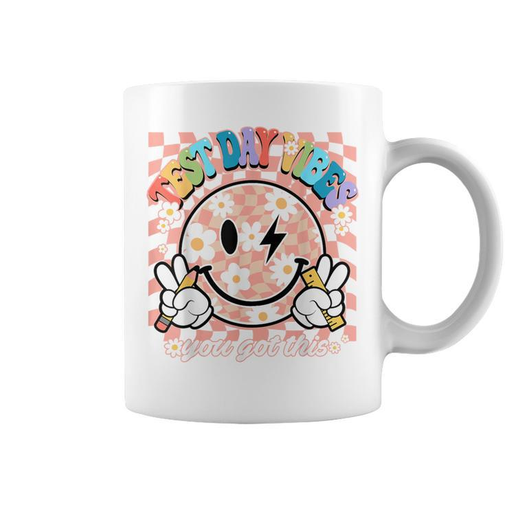 Groovy Smile Test Day Vibes This You Got Testing Day Teacher Coffee Mug