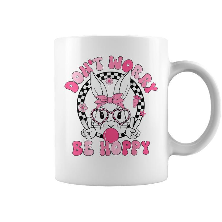 Happy Easter Groovy Bunny Face Don't Worry Be Hoppy Women Coffee Mug