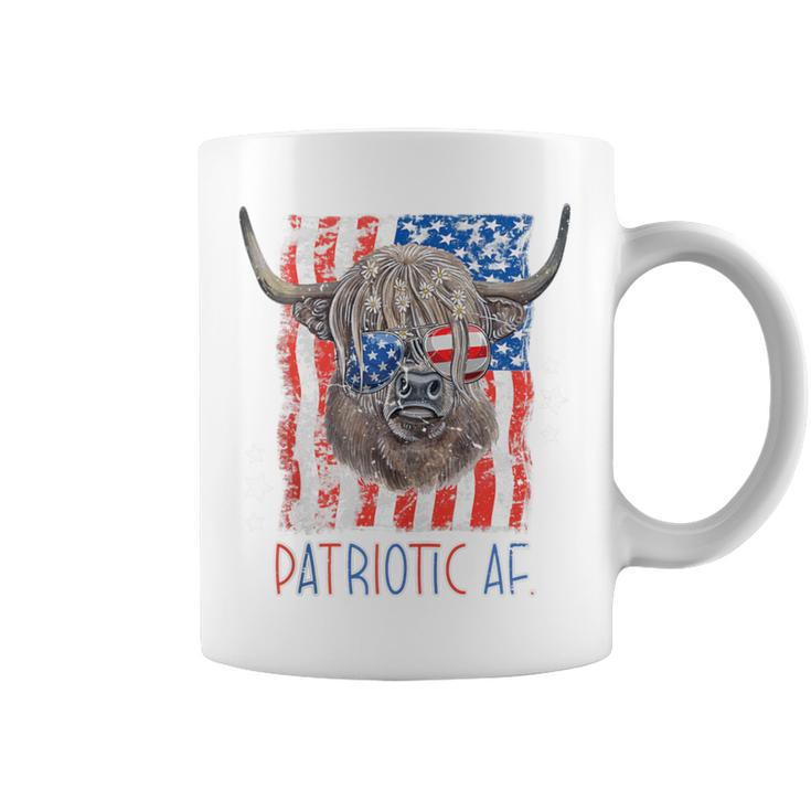 Highland Cow 4Th Of July Patriotic Af Usa Flag Farming Coffee Mug