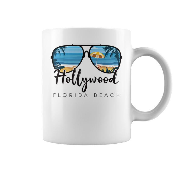 Hollywood Beach Florida Palm Tree Sunglasses Souvenir Coffee Mug