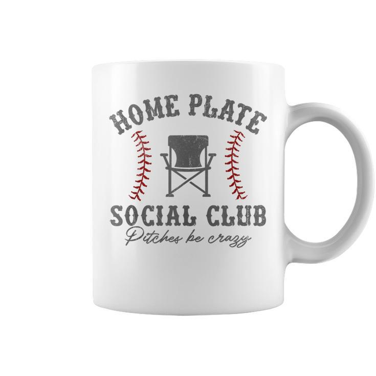 Home Plate Social Club Pitches Be Crazy Baseball Coffee Mug