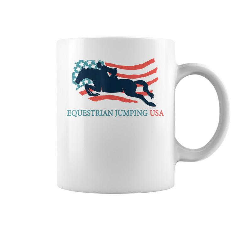 Horse Rider Equestrian Jumping Usa Team Coach American Flag Coffee Mug