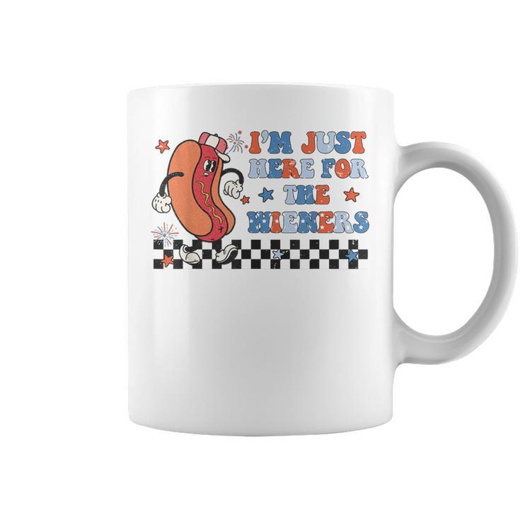 Hot Dog I'm Just Here For The Wieners Cute Retro 4Th Of July Coffee Mug