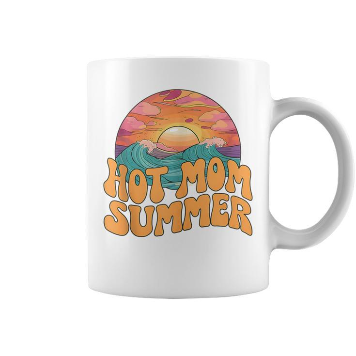 Hot Mom Summer Vibes Sunshine Vacation Retro Coffee Mug