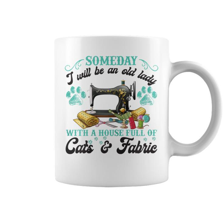A House Full Of Cats And Fabric Quilting Lovers Coffee Mug