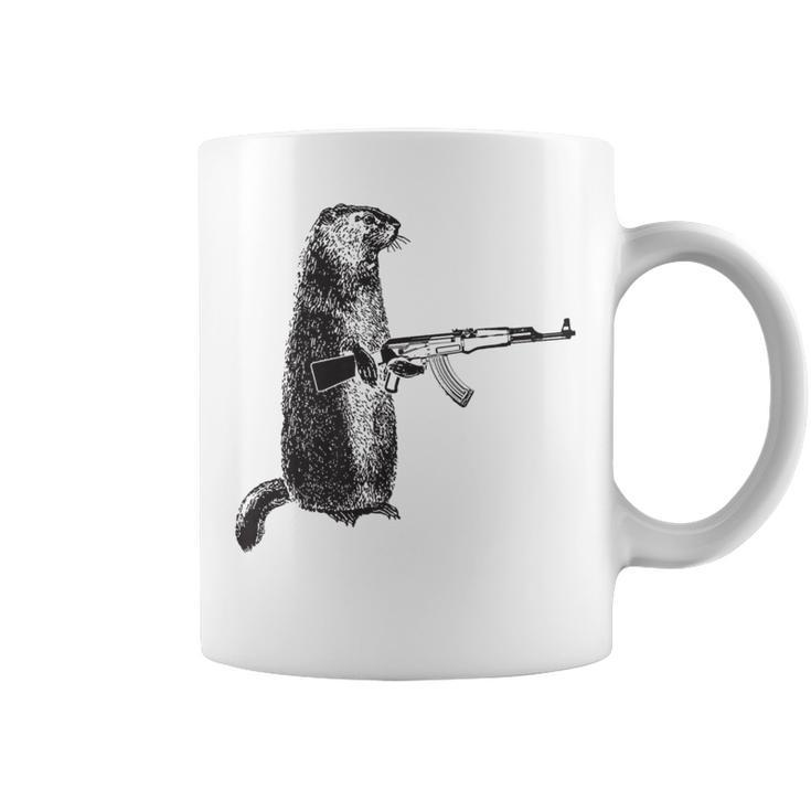 Hunting Woodchuck Ak-47 Gun Groundhog Coffee Mug