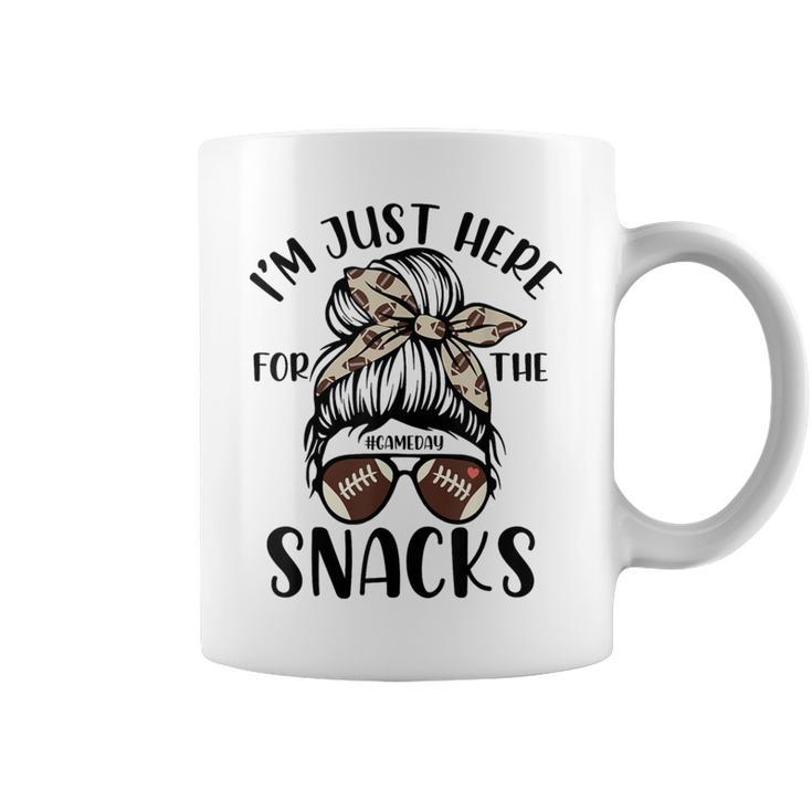 I'm Just Here For The Snacks Messy Bun Football Gameday Fans Coffee Mug