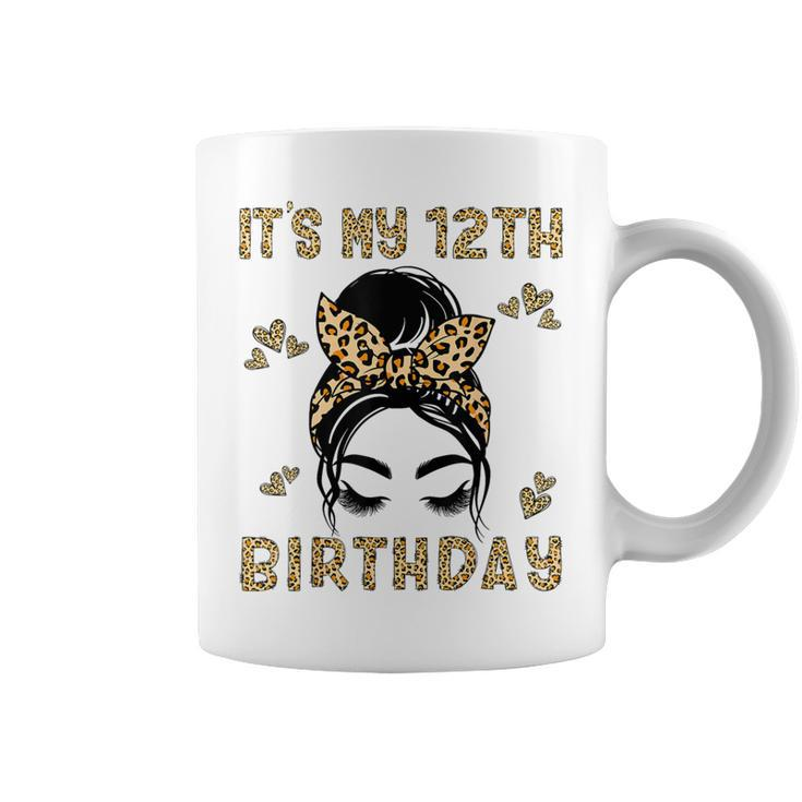 It's My 12Th Birthday Leopard Messy Bun 12 Year Old Birthday Coffee Mug