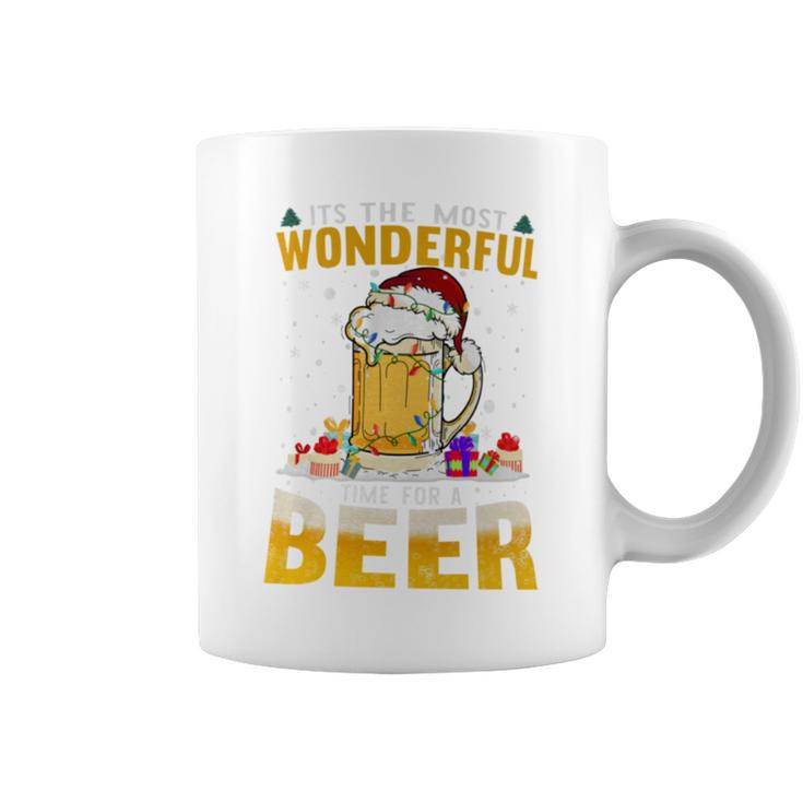 Its The Most Wonderful Time For A Beer Christmas Santa Light Coffee Mug