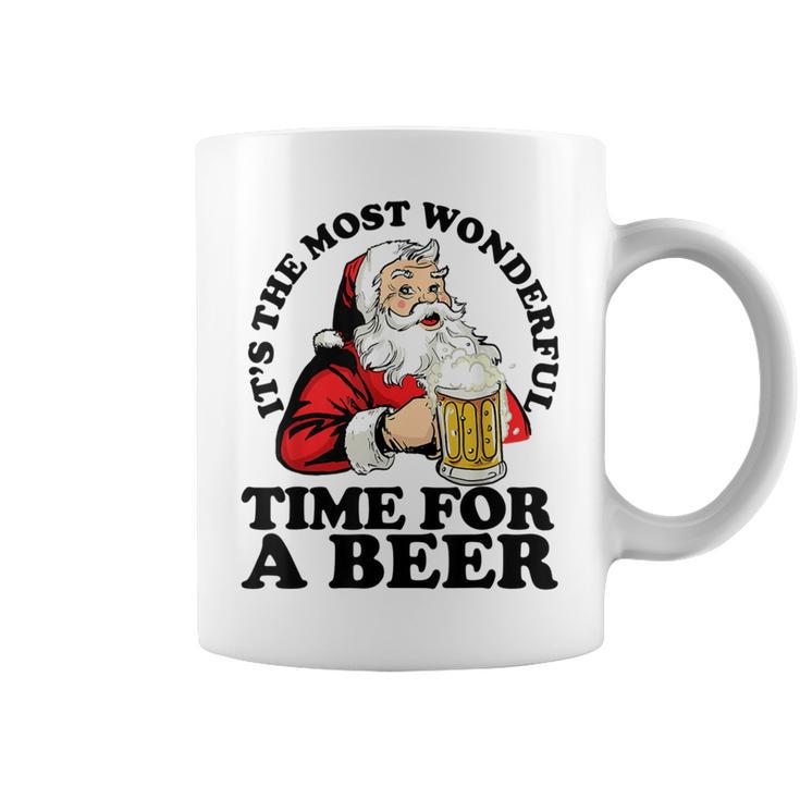 Its The Most Wonderful Time For A Beer Santa Christmas Coffee Mug