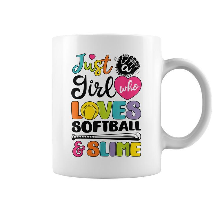 Just A Girl Who Loves Softball And Slime Sports Coffee Mug