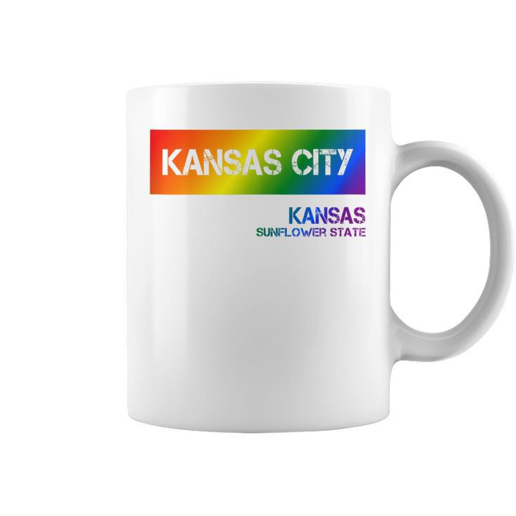 Kansas City Kansas Vintage Lgbtqai Rainbow Coffee Mug