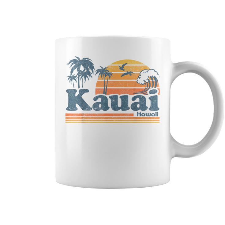 Kauai Hawaii Vintage Beach Summer Surfing 70S Retro Hawaiian Coffee Mug