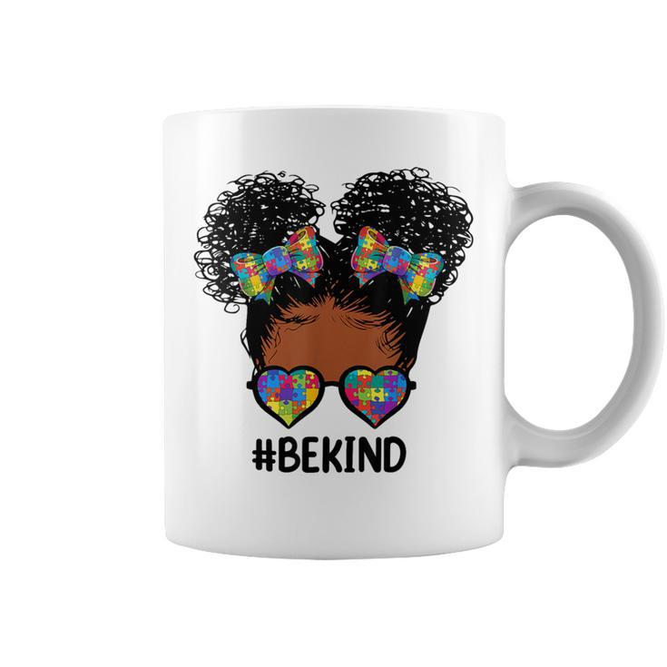 Be Kind Messy Bun Autism Awareness For Black Girls Coffee Mug