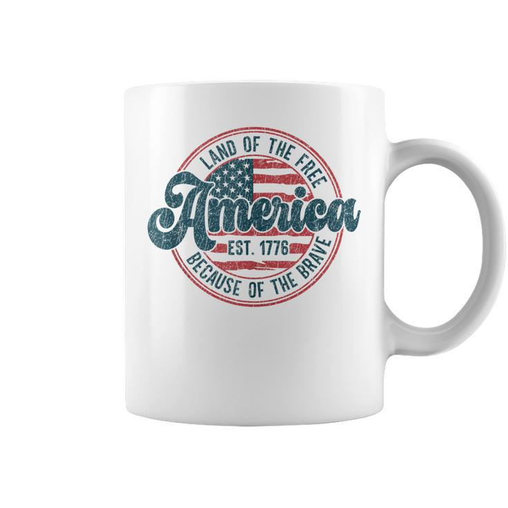 Land Of The Free Because Of The Brave Vintage 4Th Of July Coffee Mug