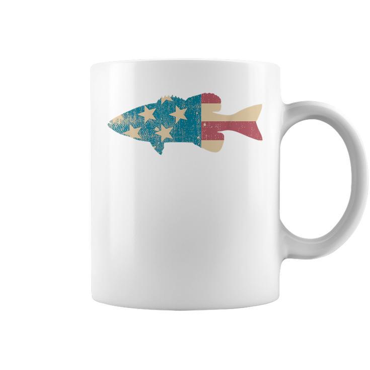 Largemouth Bass Fishing American Flag Fishing Coffee Mug