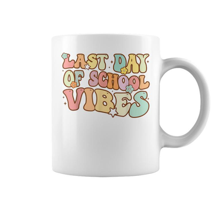 Last Day Of School Vibes Groovy Teacher Student Graduation Coffee Mug