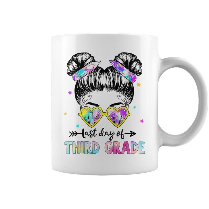 Last Day Of Third Grade Girls Messy Bun Last Day Graduation Coffee Mug