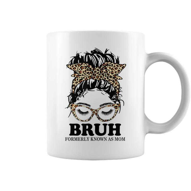 Leopard Messy Bun Bruh Formerly Known As Mom Coffee Mug