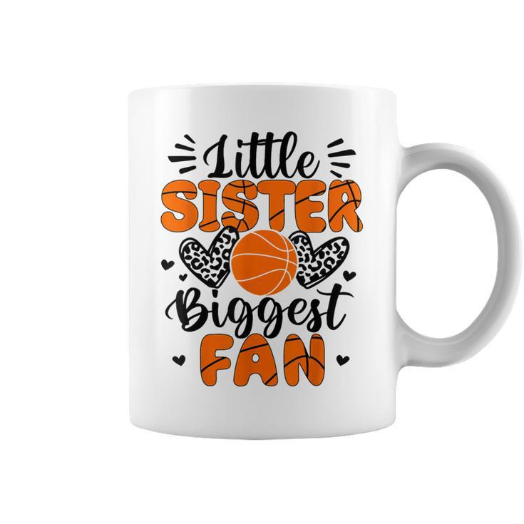 Little Sister Biggest Fan Basketball Sister Coffee Mug