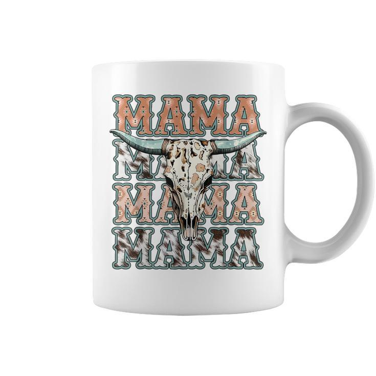 Mama Western Country Cow Skull Cowhide Mom Hippies Mama Coffee Mug