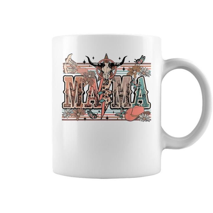 Mama Western Country Cow Skull Cowhide Mom Hippies Mama Coffee Mug