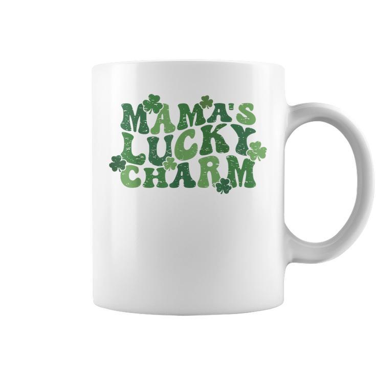 Mama's Lucky Charm Happy St Patrick's Day Groovy Coffee Mug