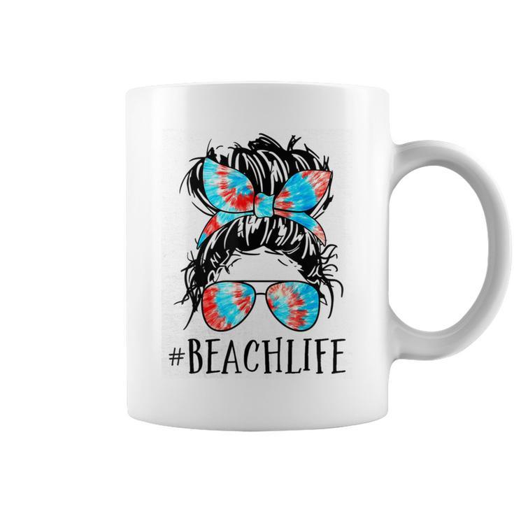 Messy Hair Woman Bun Beach Life For Teacher Lunch Lady Love Coffee Mug