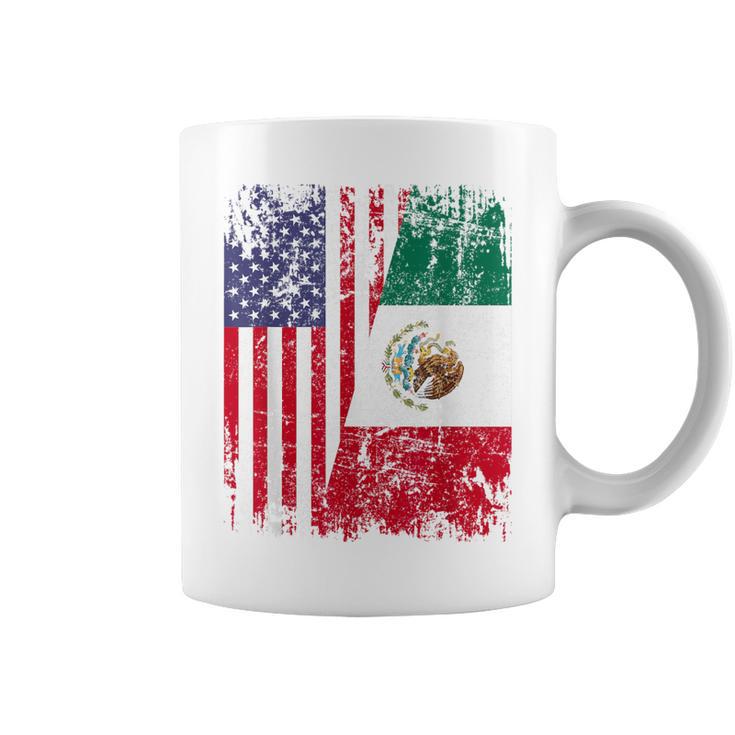 Mexican Roots Half American Flag Mexico Coffee Mug