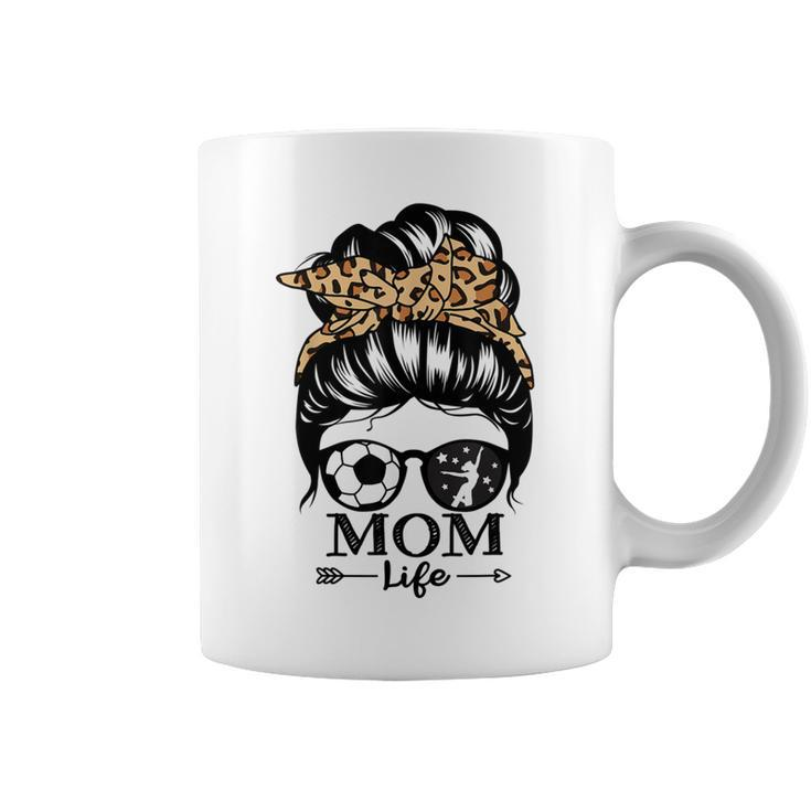Mom Life Messy Bun Hair Soccer Dance Mom Coffee Mug
