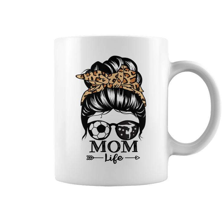Mom Life Messy Bun Hair Soccer Gymnastics Mom Coffee Mug