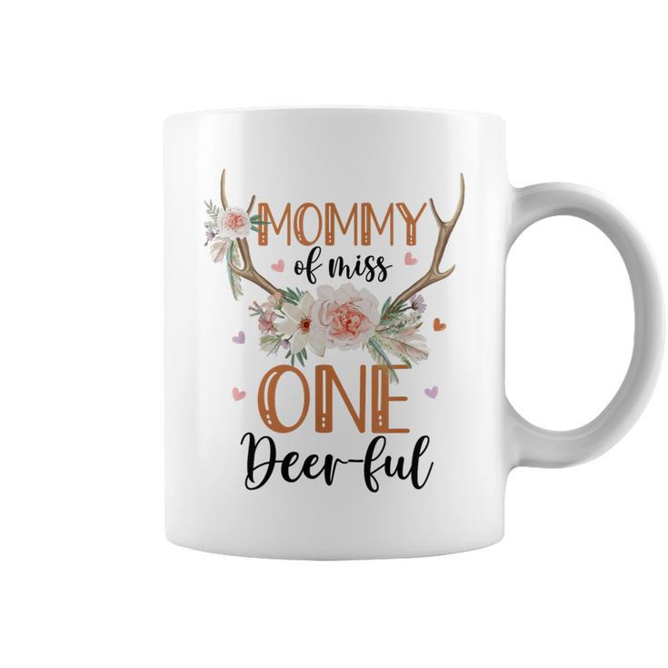 Mommy Of Miss Onederful 1St Birthday Girl Cute Deer Flower Coffee Mug