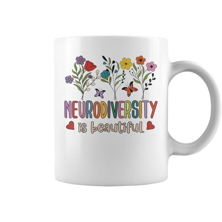 Neurodiversity Is Beautiful Autism Awareness Flowers Vintage Coffee Mug