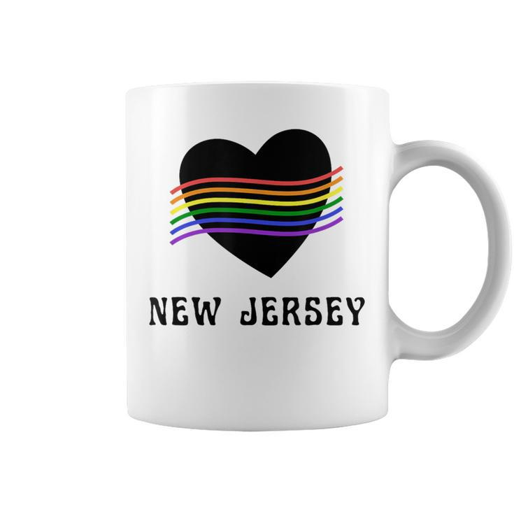 New Jersey Rainbow Lgbt Lgbtq Gay Pride Groovy Vintage Coffee Mug