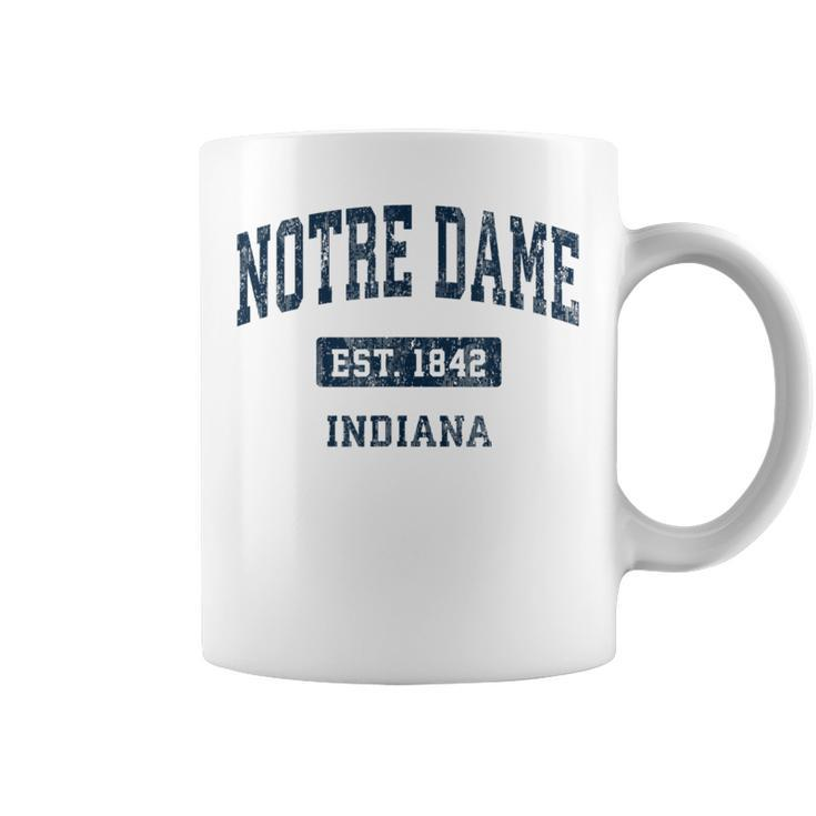 Notre Dame Indiana In Vintage Sports Established Navy Coffee Mug