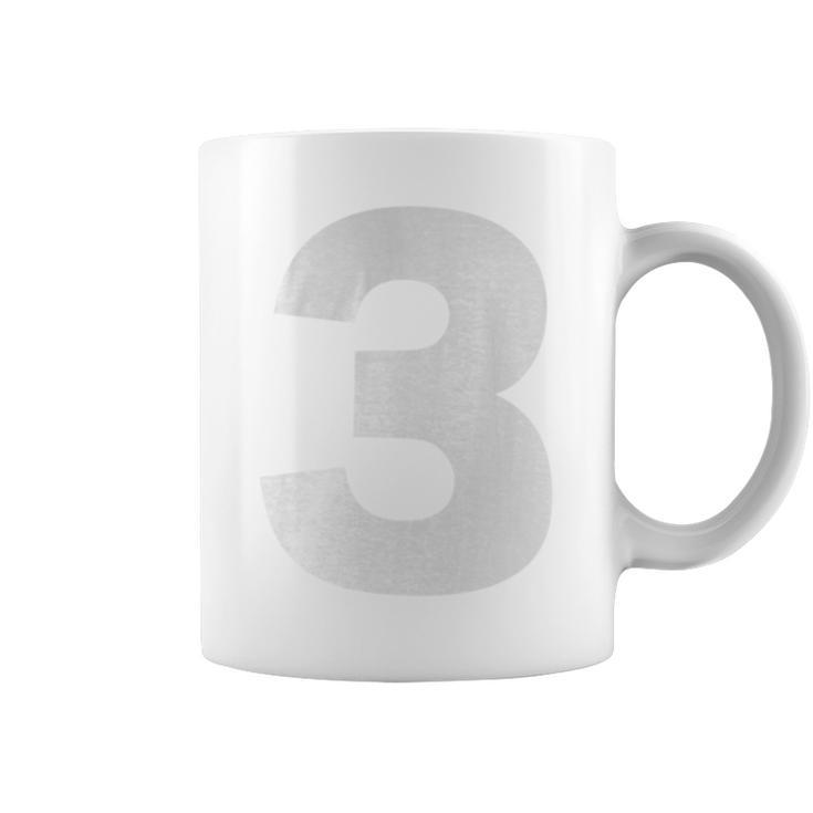 Number 3 Big Bold White Three Numeral Group Coffee Mug