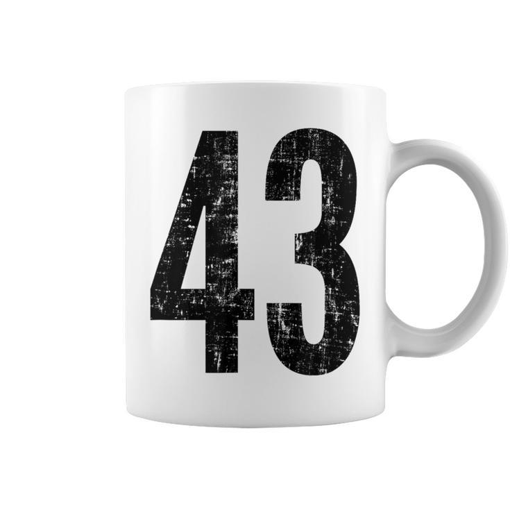 Number 43 Distressed Vintage Sport Team Practice Training Coffee Mug