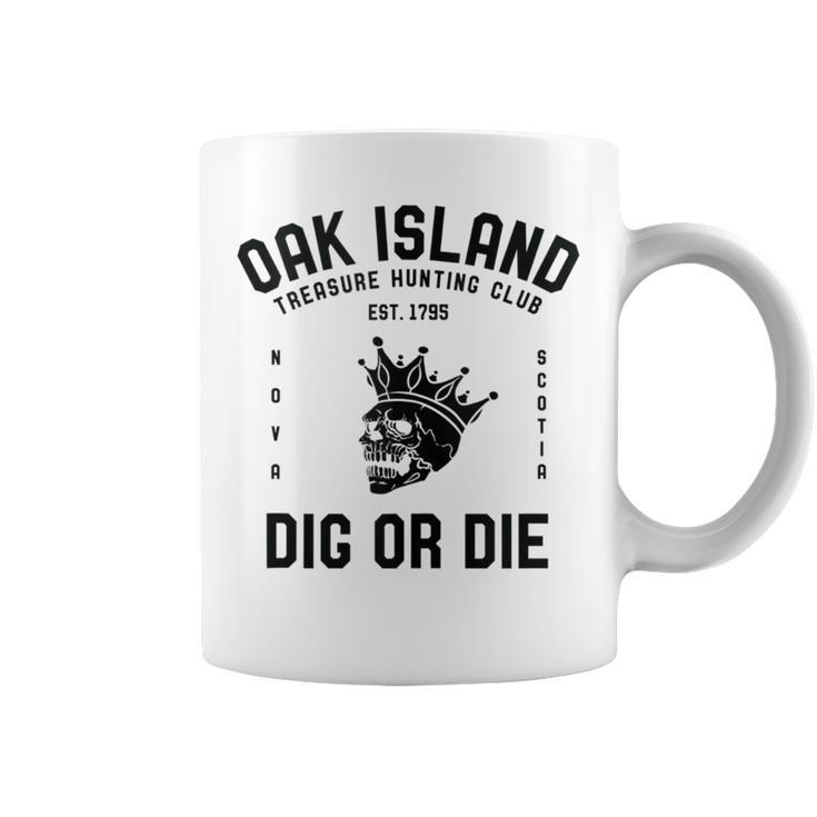 Oak Island Treasure Hunting Club Vintage Skull And Crown Mys Coffee Mug