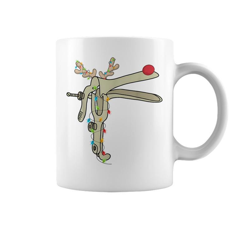 Obgyn Nurse Merry Christmas Reindeer Speculum Xmas Lights Coffee Mug