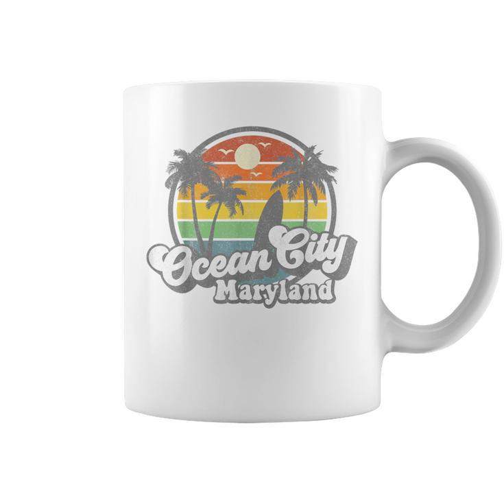 Ocean City Maryland Beach Vacation Retro Surfing Summer Coffee Mug