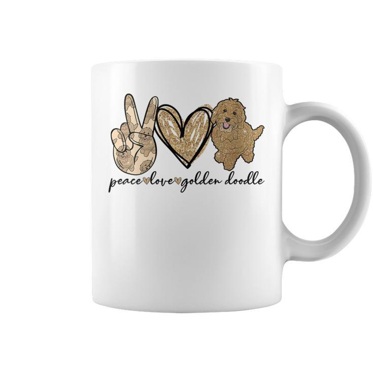 Peace Love Golden Doodle Dog Pet Lovers Doodle Dog Coffee Mug