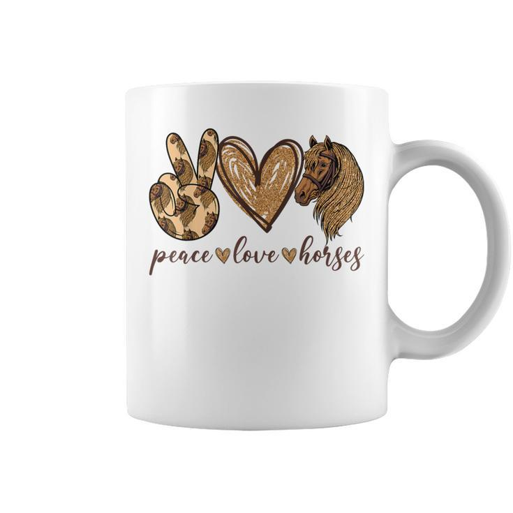 Peace Love Horses Girl I Love My Horses Equestrian Horseback Coffee Mug