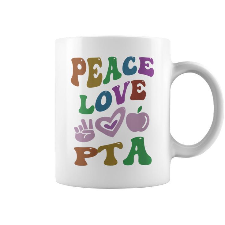 Peace Love Pta Retro Parent Teacher Association Groovy Coffee Mug