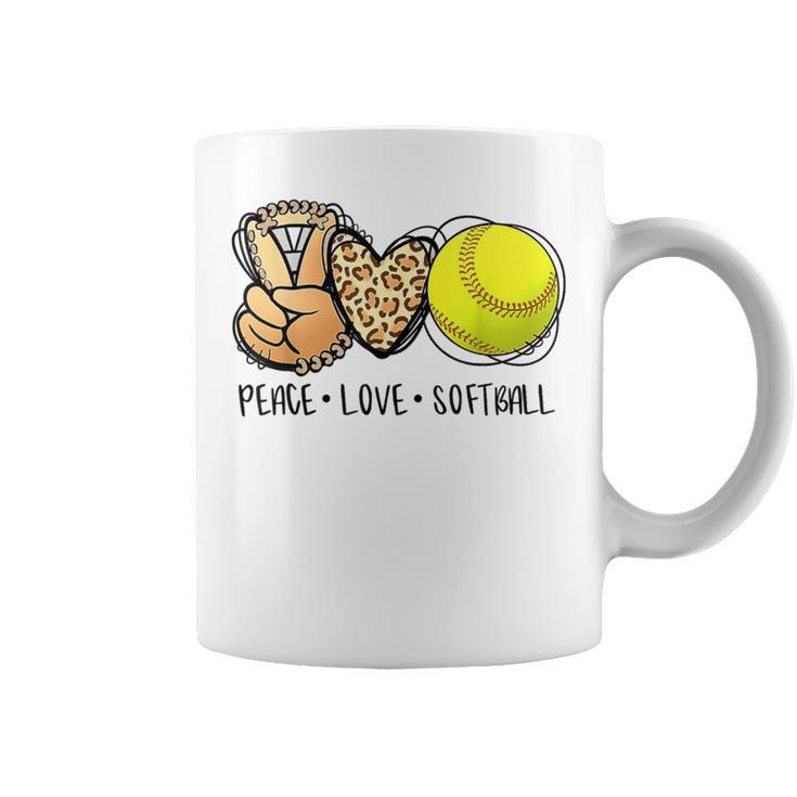Peace Love Softball Leopard Women Men Kid Coffee Mug