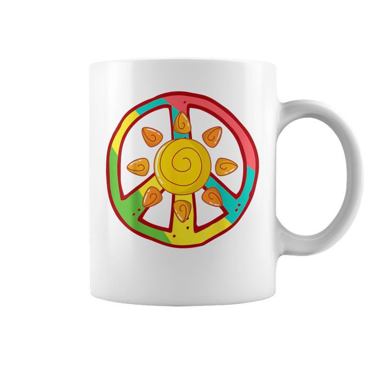 Peace Sign Love Ancient Aztec Sun Tie Dye Hippie T Coffee Mug