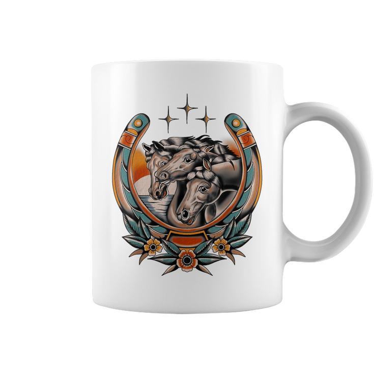 Pharaoh's Horses Vintage Traditional Tattoo Artist Flash Ink Coffee Mug