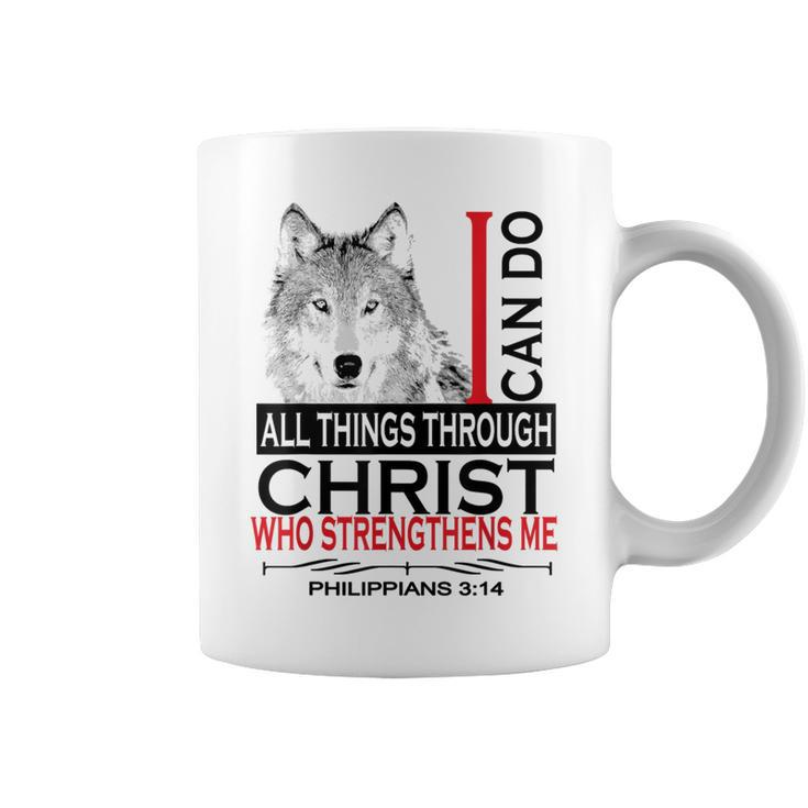 Philippians 413 Christian Bible Verse Cool Wolf Women Coffee Mug