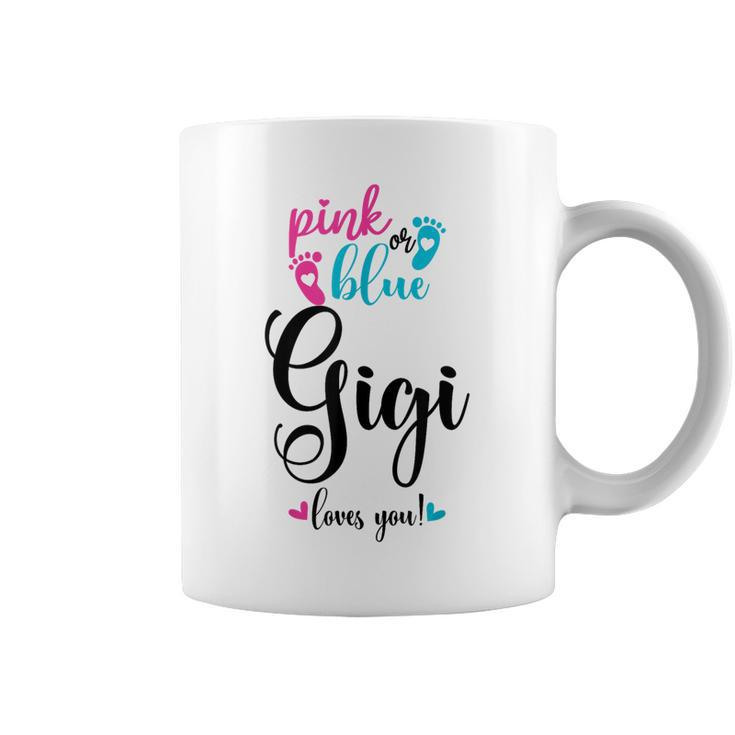 Pink Or Blue Gigi Loves You Gender Reveal Baby Announcement Coffee Mug