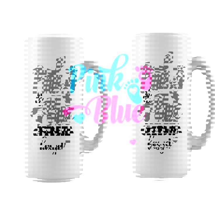 Pink Or Blue Grandma Loves You Gender Reveal Baby Coffee Mug